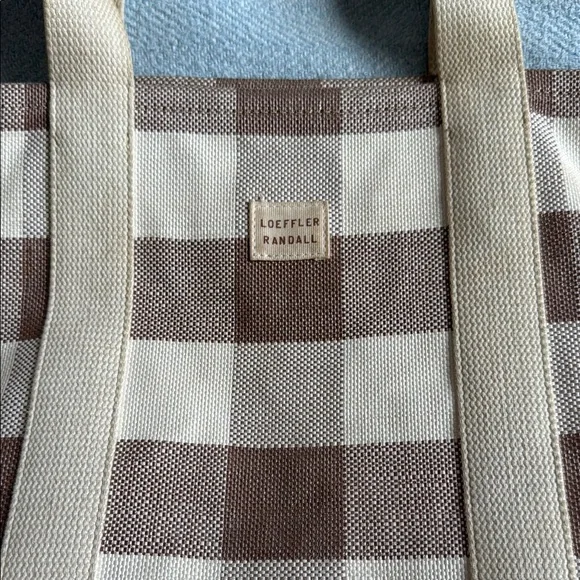 Loeffler Randall Gingham Beige and Brown Tote Bag - Picture 2 of 5